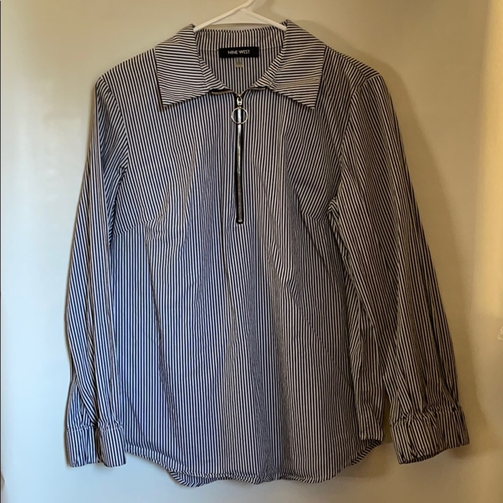 Nine West stripe half zip long sleeve